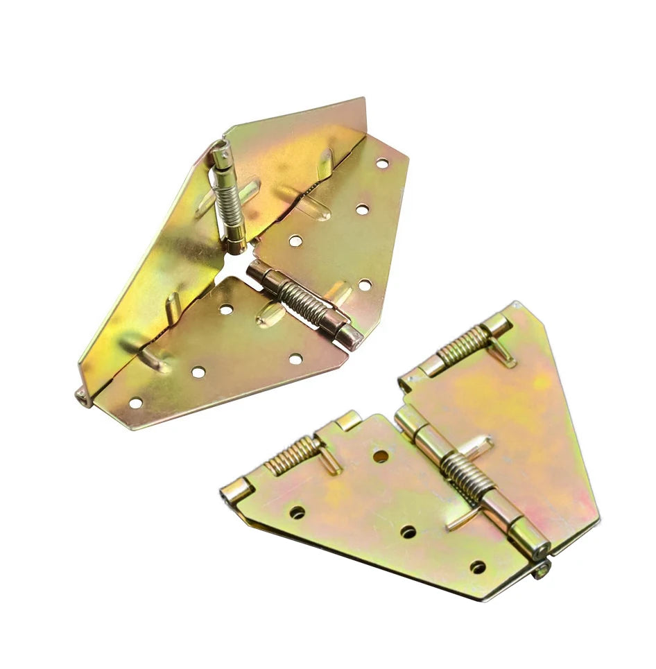 90-Degree Spring-Loaded Self-Locking Folding Hinge (Yellow Zinc)