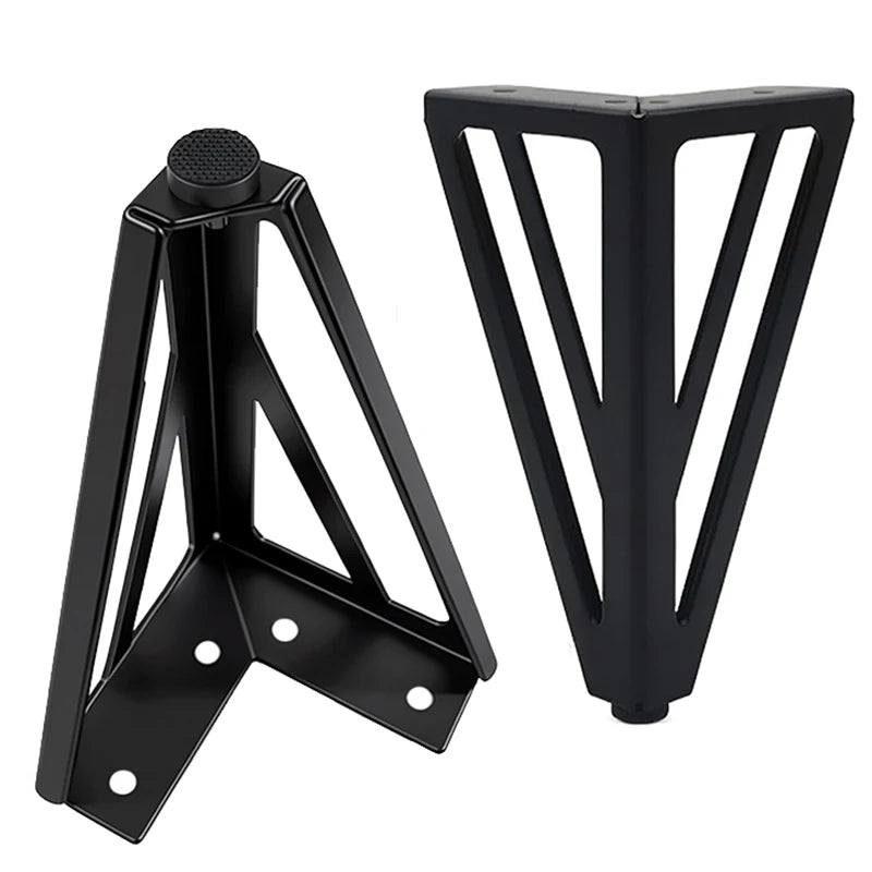 Modern Matte Black Geometric Triangle Furniture Leg with Leveling Foot
