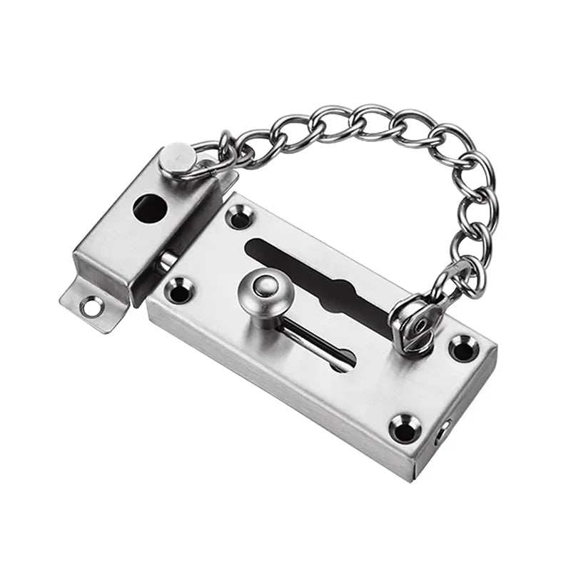 Heavy-Duty Stainless Steel Security Door Chain Latch and Bolt Guard