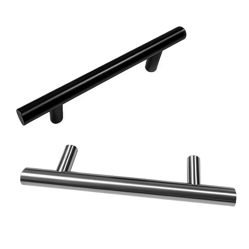 Modern Minimalist T-Bar Cabinet Pull Handles (Stainless Steel & Black)
