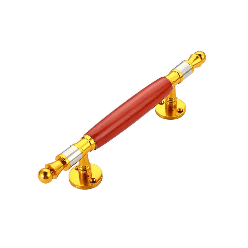 Vintage Luxury Gold & Red Wood-Grain Cabinet Handle (Premium Series)